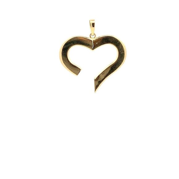 18K Yellow Gold Pendant Open Heart - Picture 1 of 12